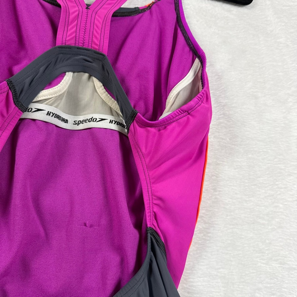 Speedo 12 PowerFlex Quantum Splice Eco One Piece Swimsuit Grey Pink Training - Picture 5 of 8